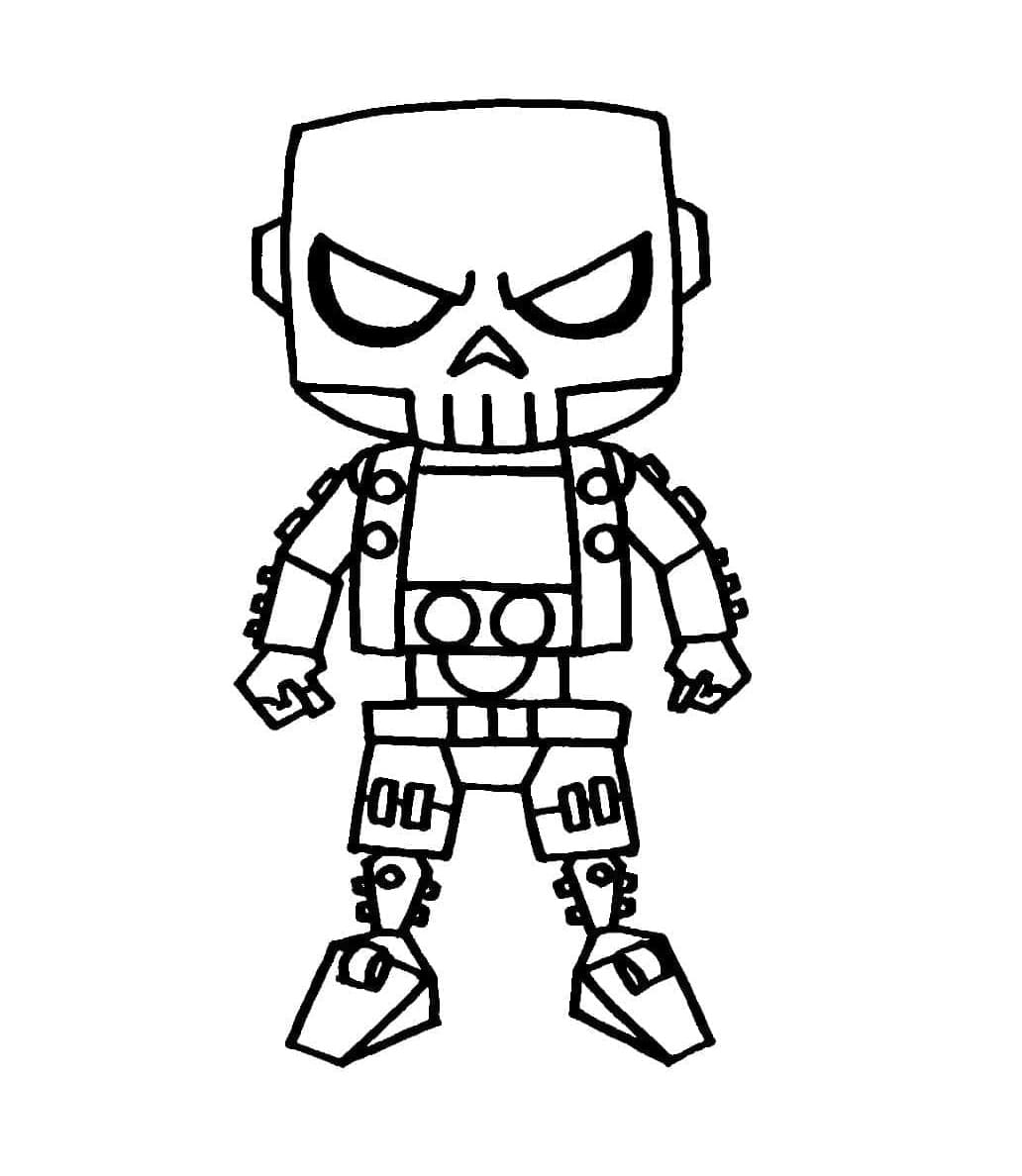Printable Free Fire Rei Caveira Lego Coloring Page