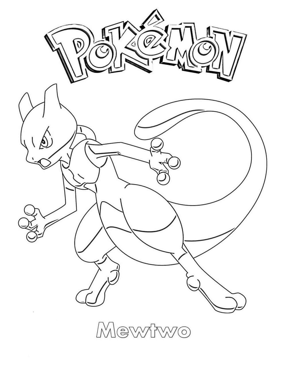 Printable Free Mewtwo Image Coloring Page
