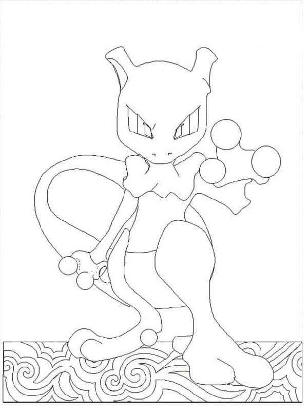 Printable Free Mewtwo outline Coloring Page