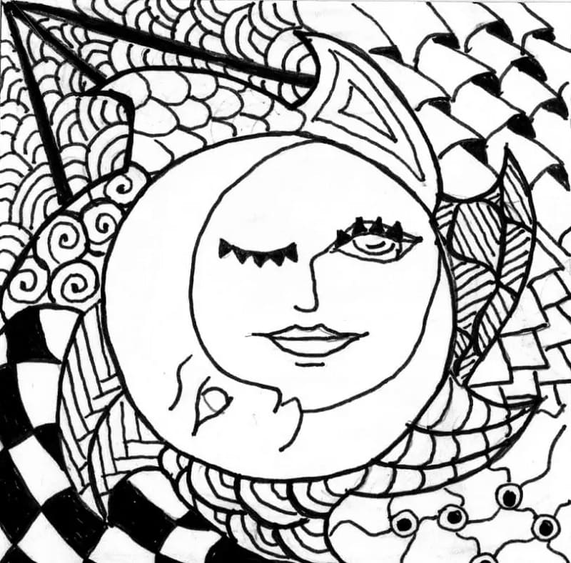 Printable Free Sun And Moon to Coloring Page