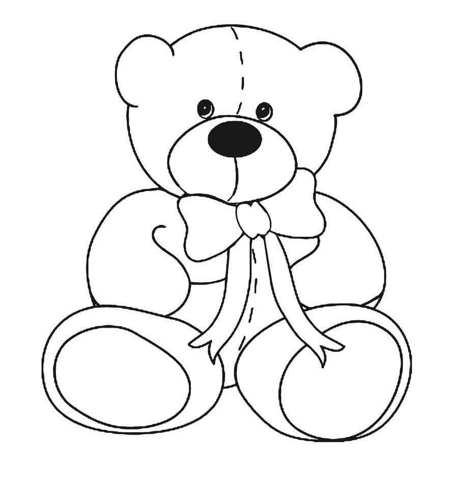 Printable Free Teddy Bear Outline Coloring Page