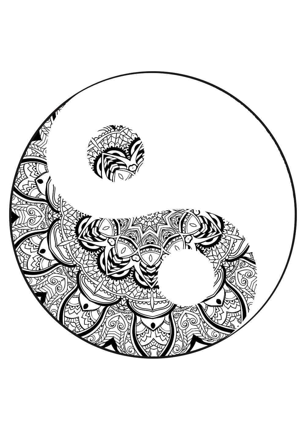 Printable Free Yin Yang Coloring Page