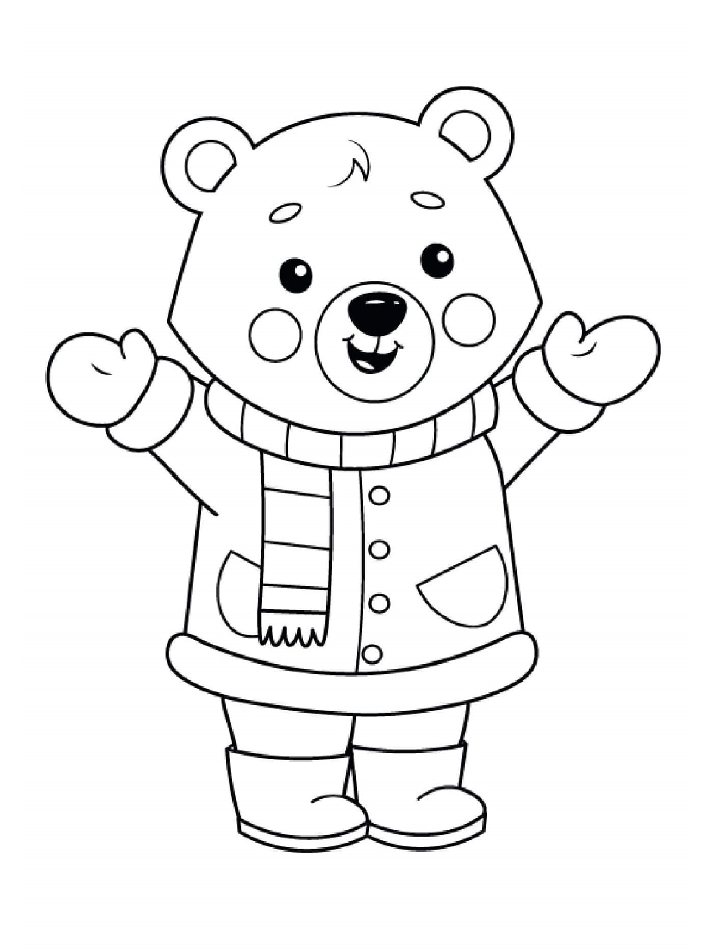 Printable Fun Cartoon Teddy Bear Coloring Page