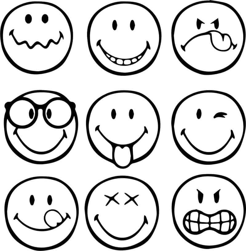 Printable Funny Emojis Coloring page