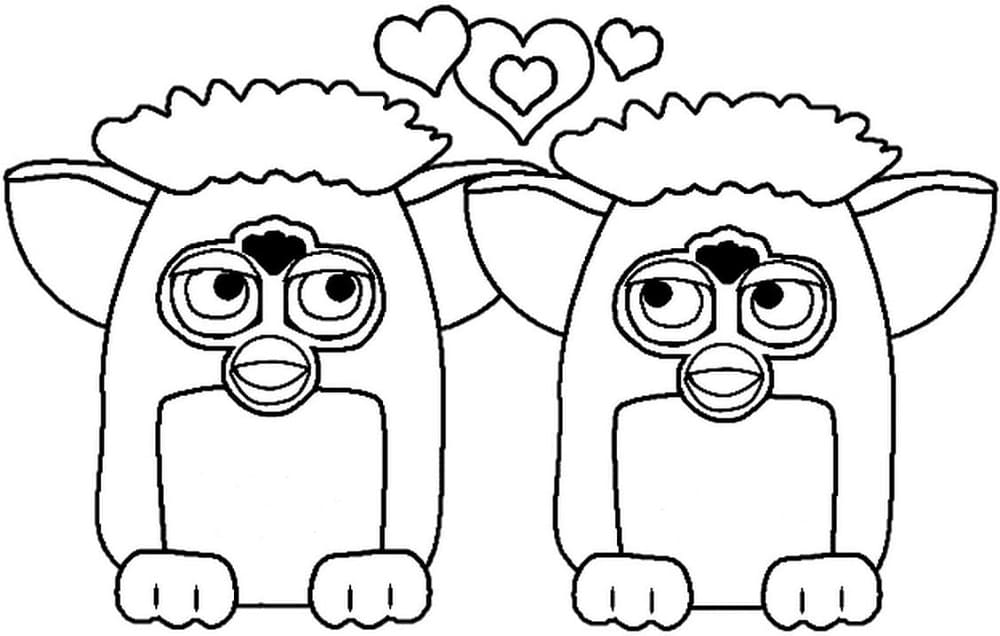 Printable Furby In Love Coloring Page