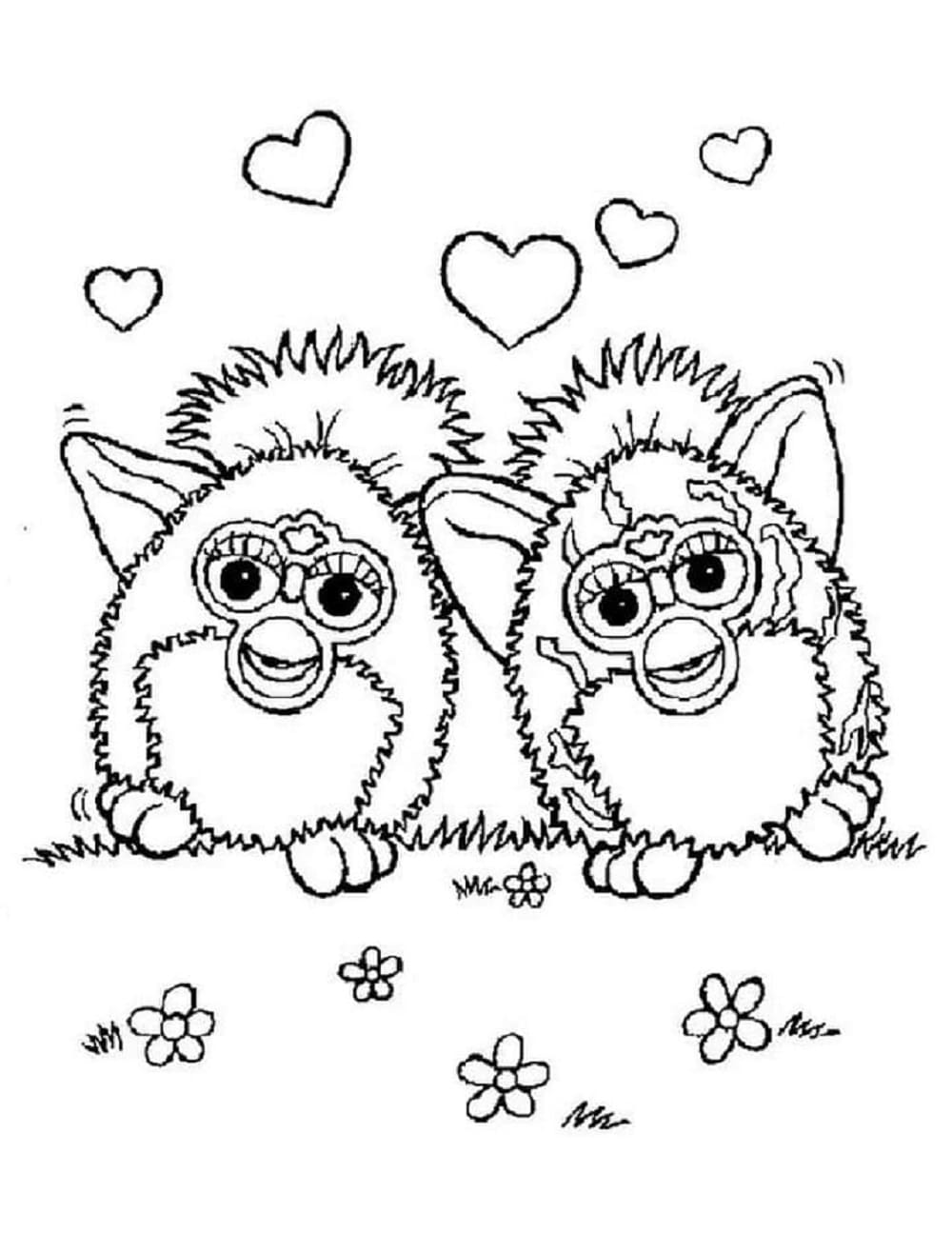 Printable Furby Love Coloring Page