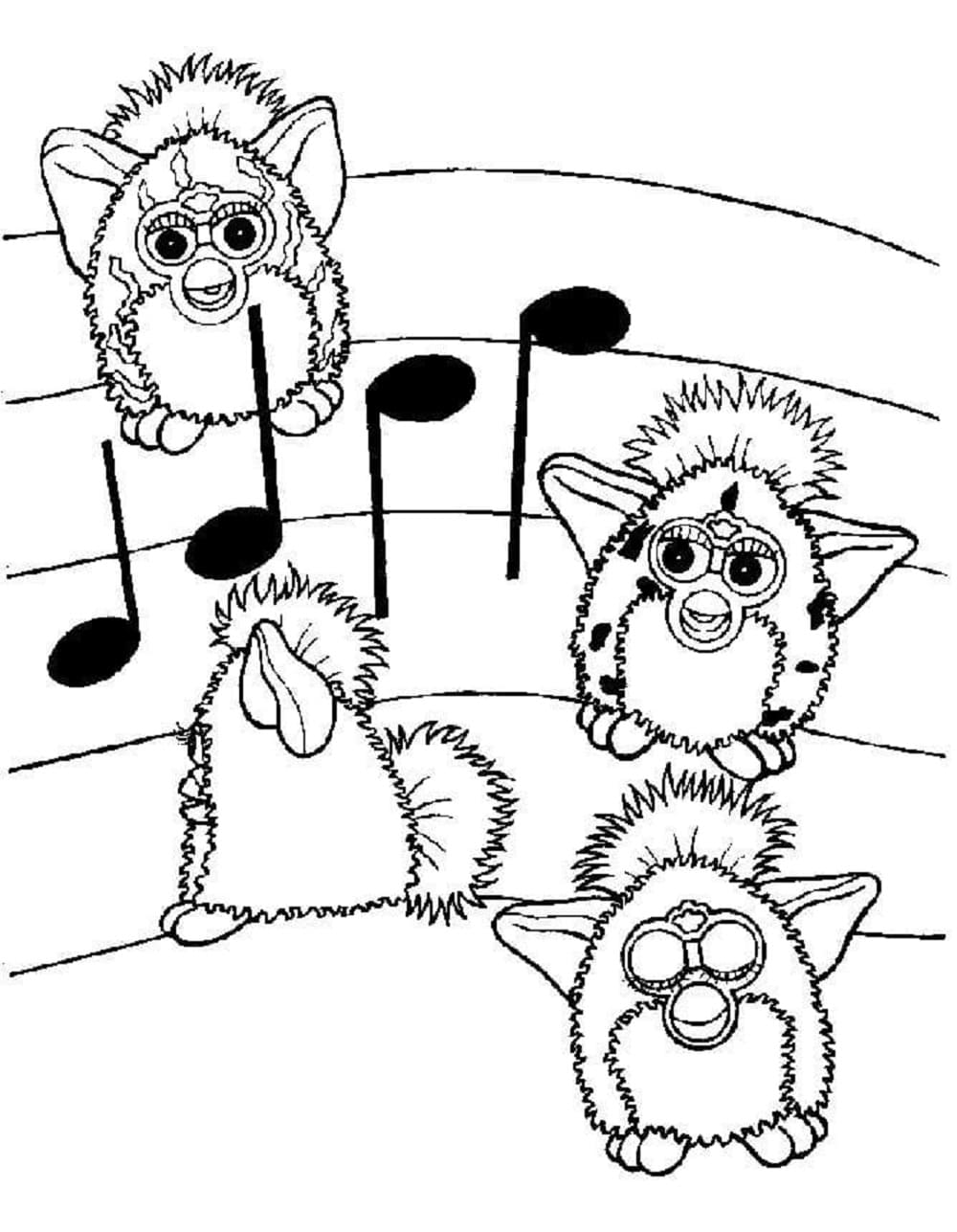 Printable Furby and Music Coloring Page