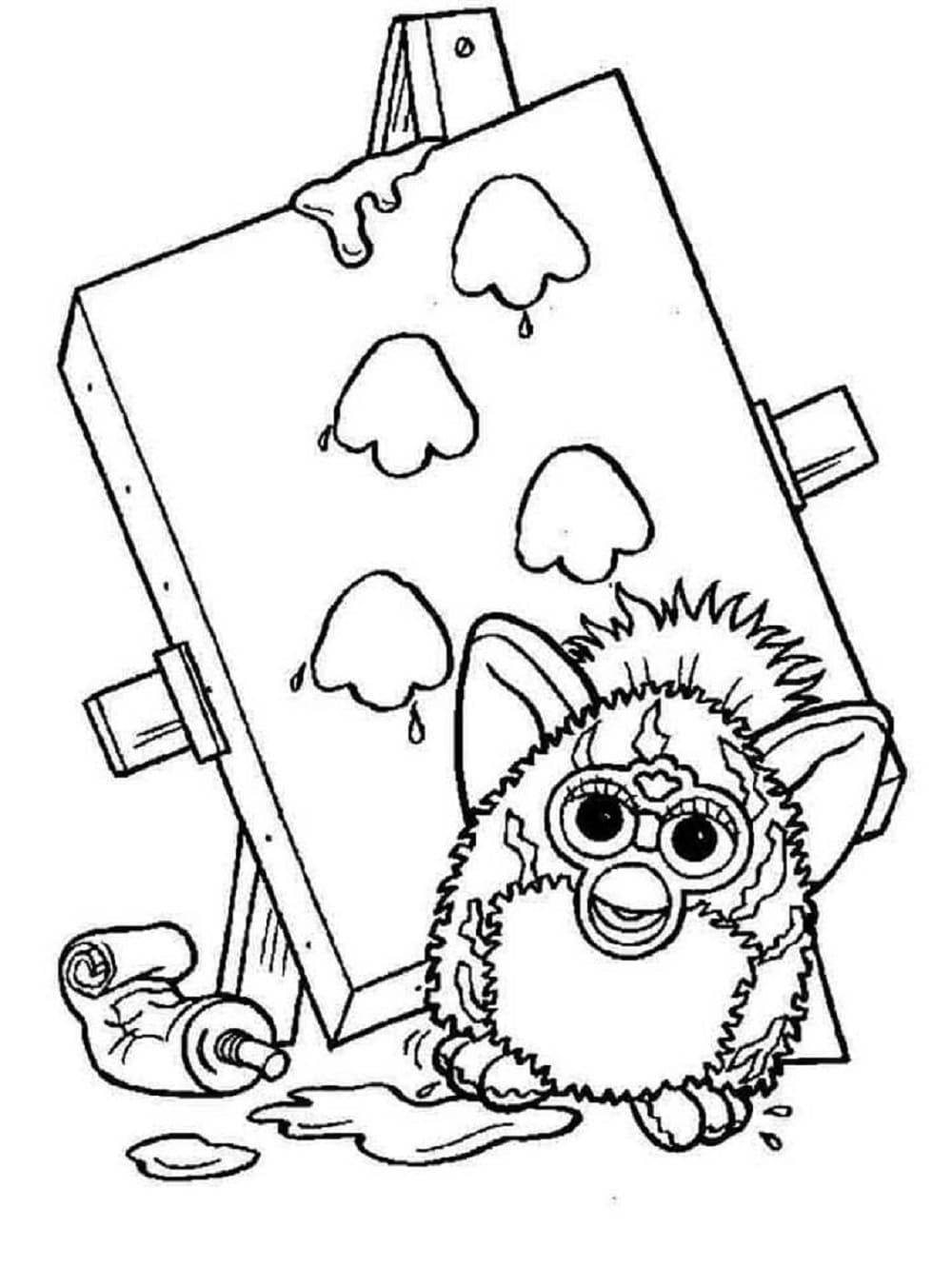 Printable Furby is Painting Coloring Page