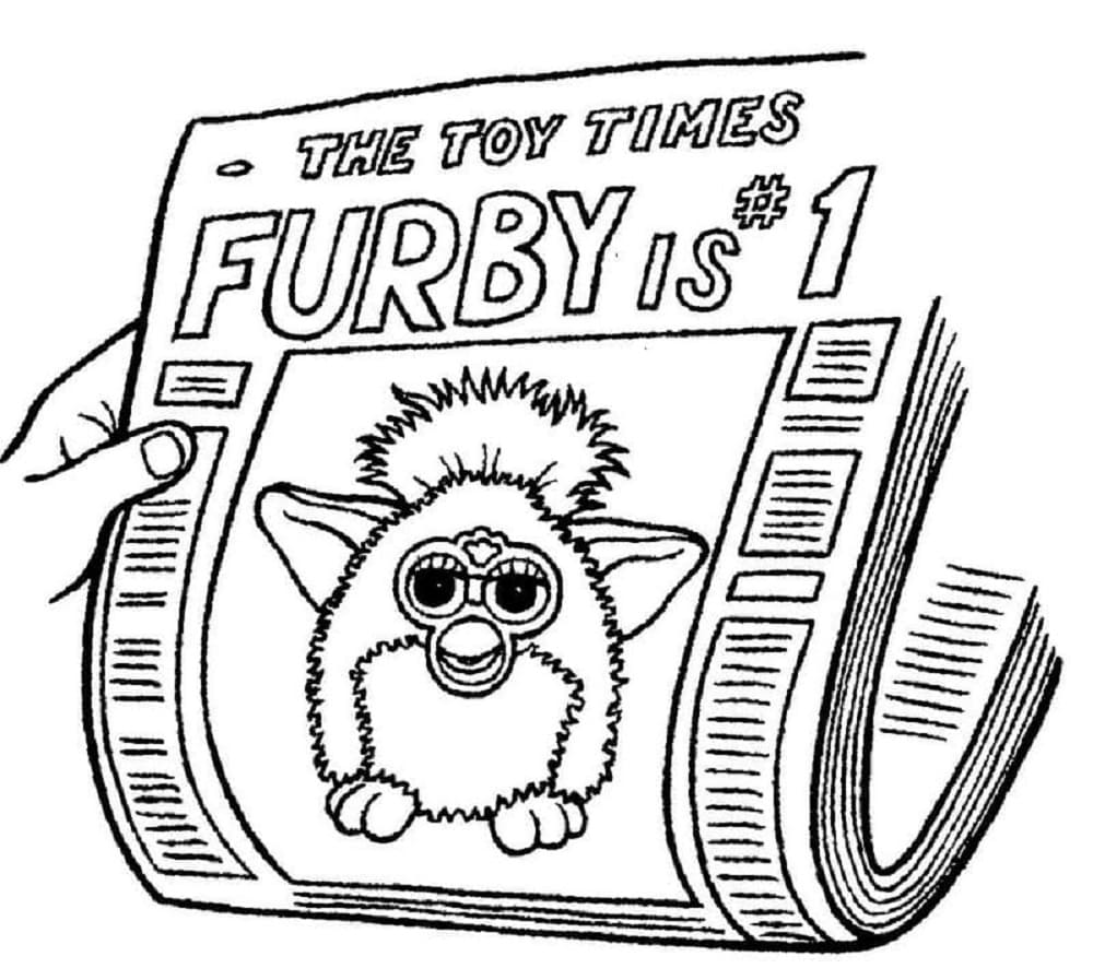 Printable Furby on Newspaper Coloring Page