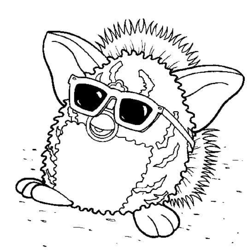 Printable Furby with Sunglasses Coloring Page
