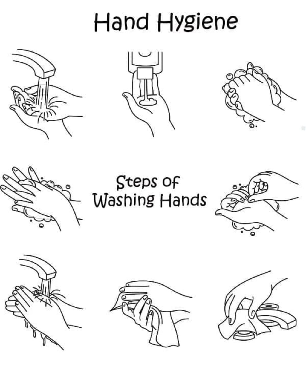 Printable Hand Hygiene Coloring Page