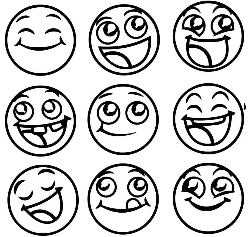 Printable Happy Emojis Coloring page
