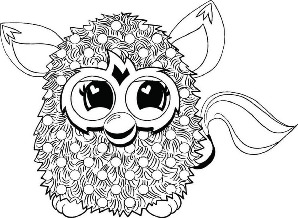 Printable Happy Furby Coloring Page