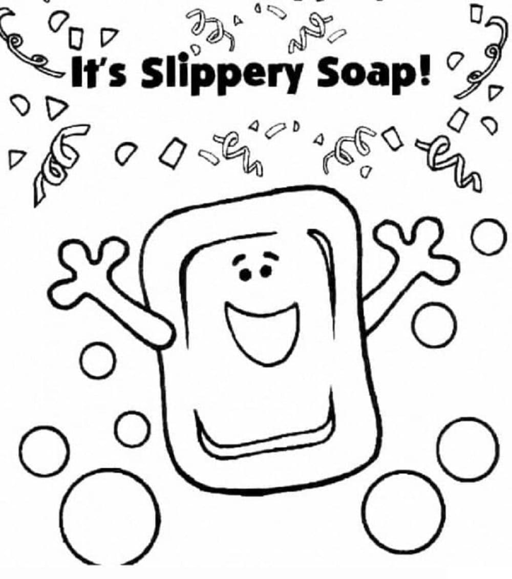 Printable Happy Soap For Hygiene Coloring Page