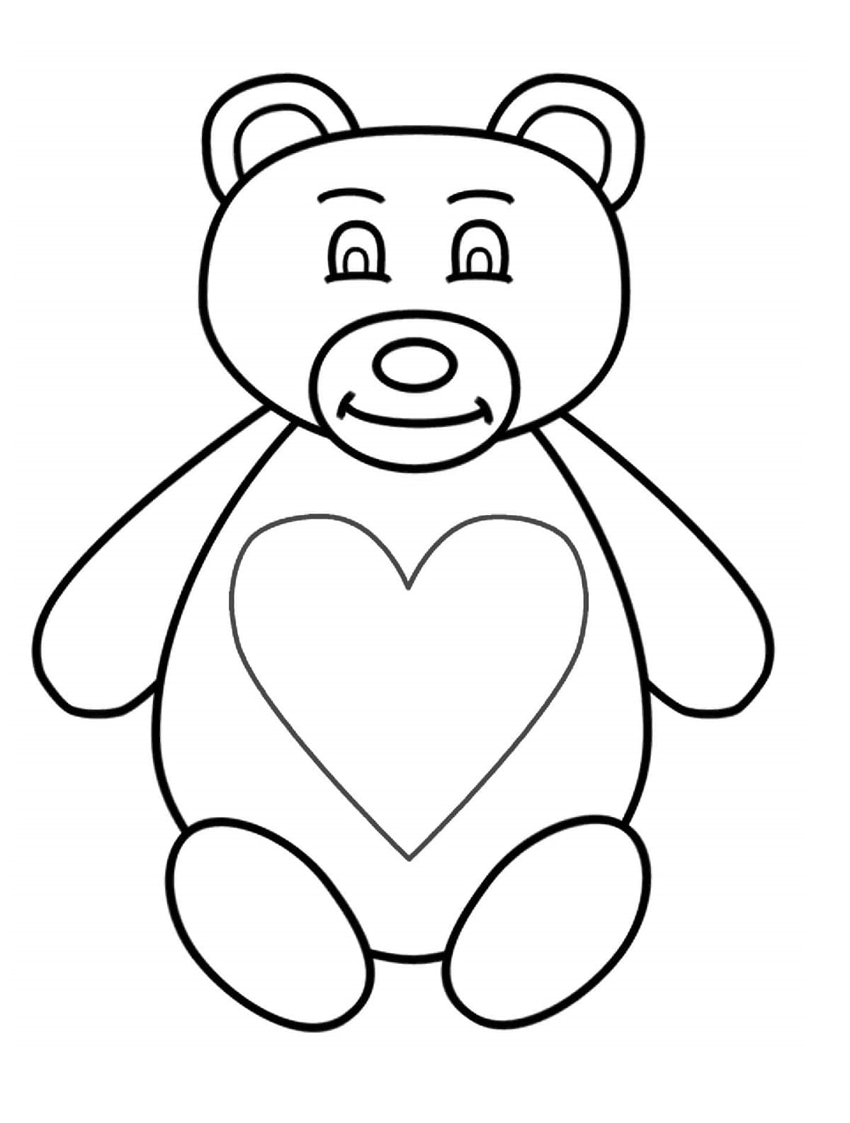 Printable Heart Teddy Bear Coloring Page