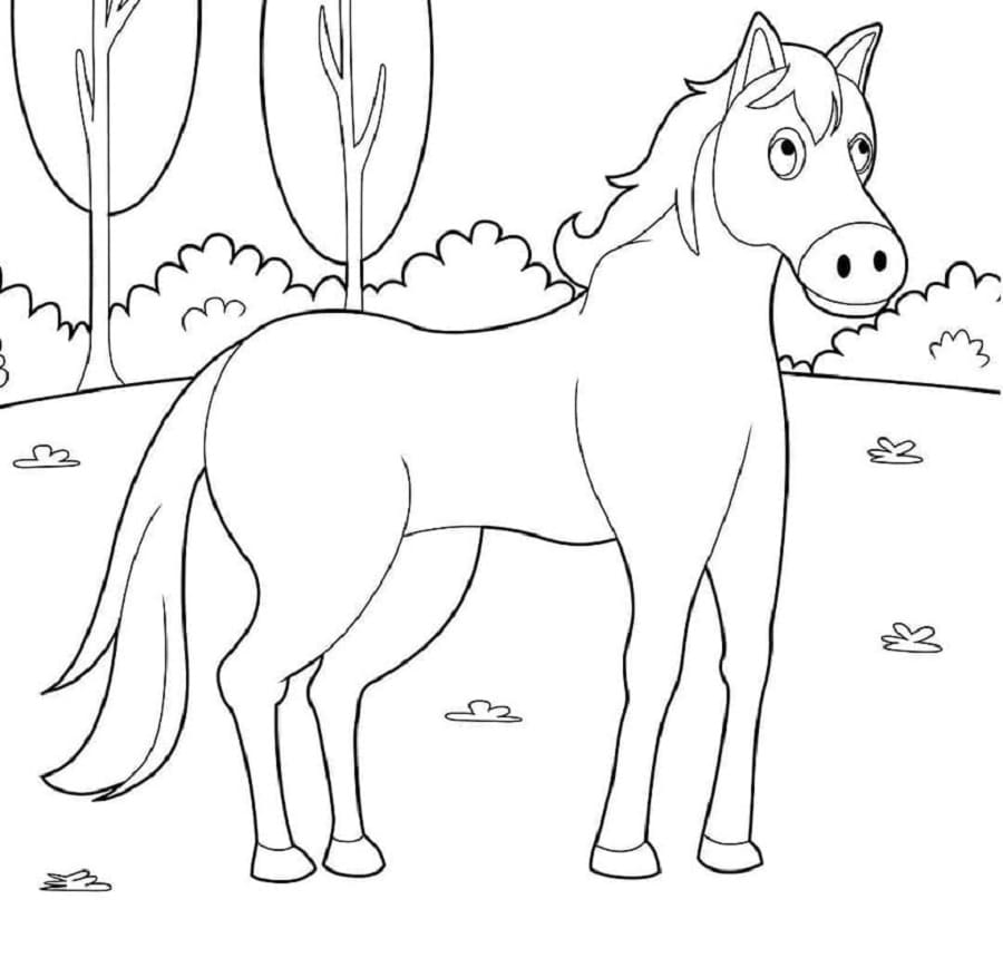 Printable Horse from Blippi Coloring Page