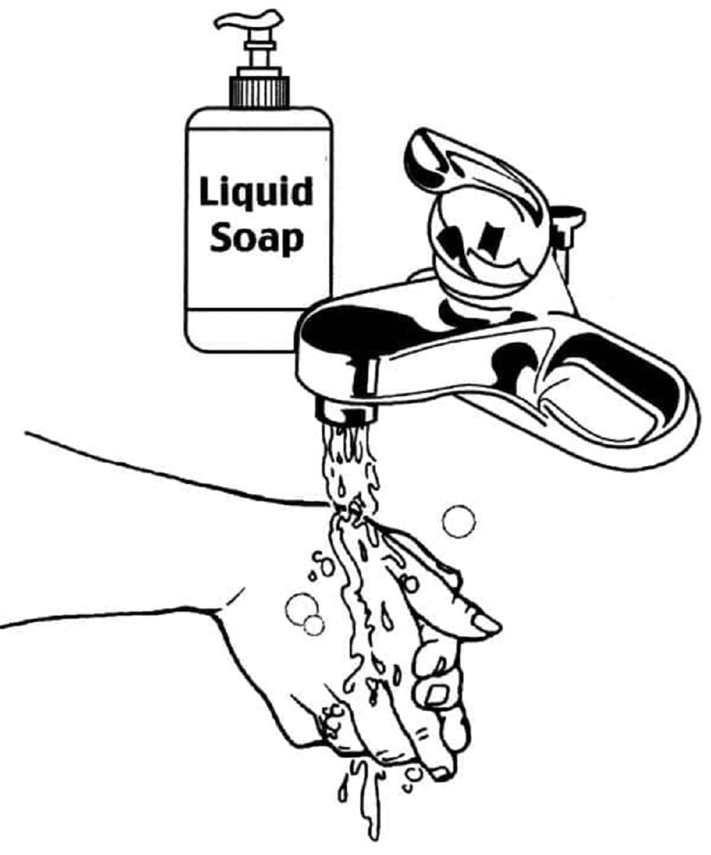 Printable Hygiene Hand Washing Coloring Page