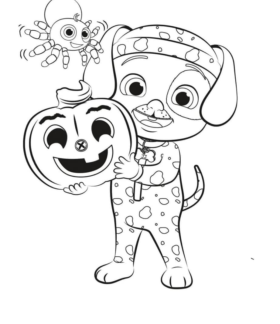 Printable JJ Cocomelon on Halloween Coloring Page