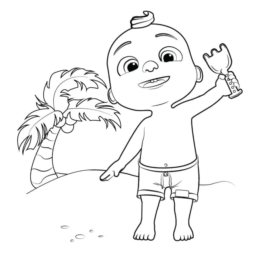 Printable JJ Cocomelon on the Beach Coloring Page
