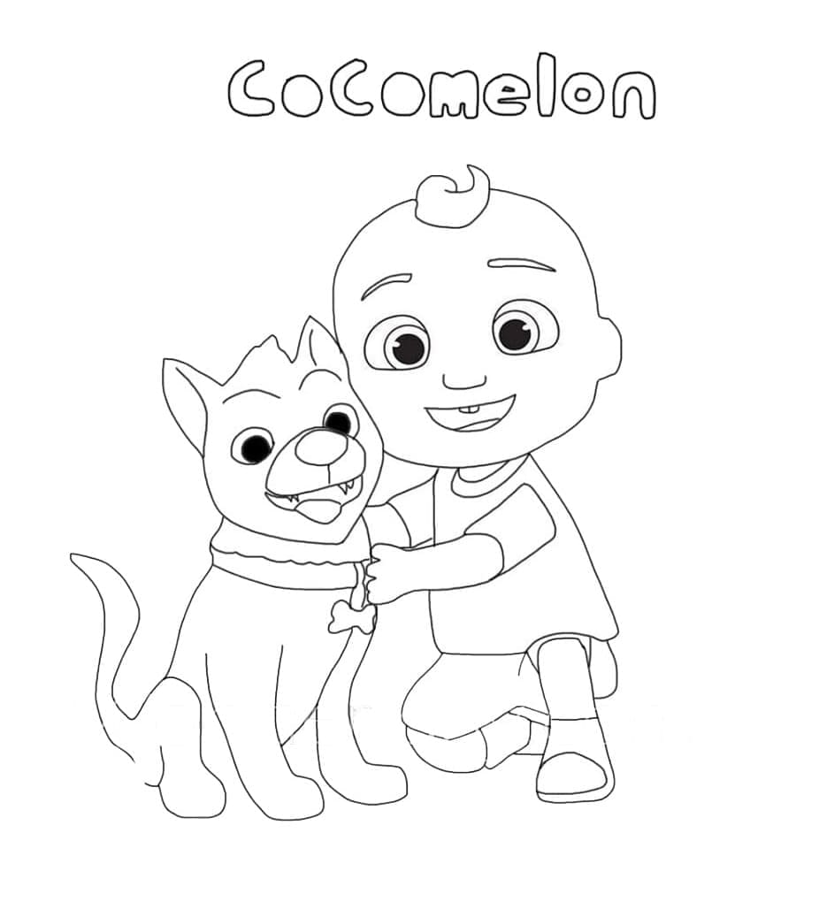 Printable JJ and Bingo Cocomelon Coloring Page