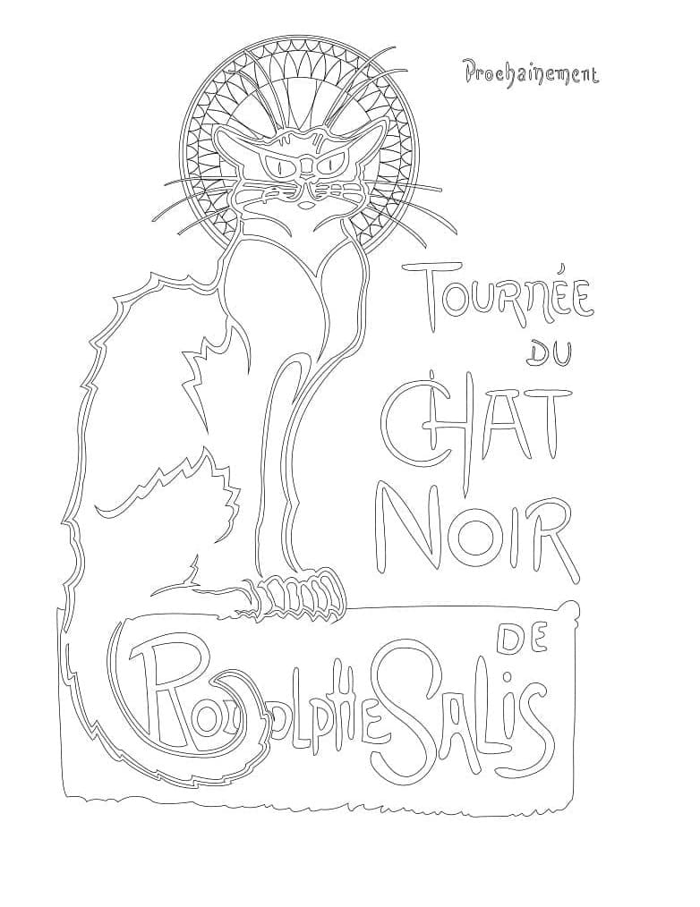 Printable Le Chat Noir Vintage Coloring Page