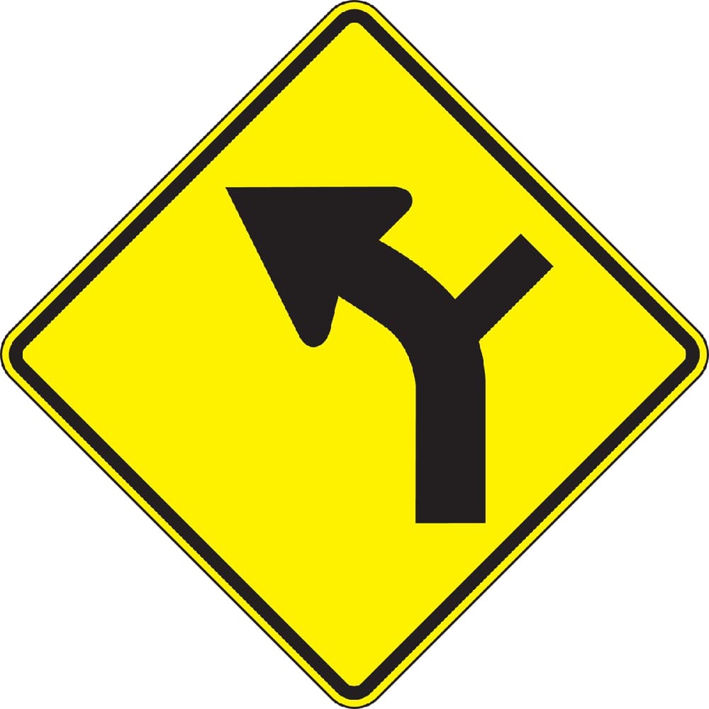 Printable Left Curve Divided Highway Sign