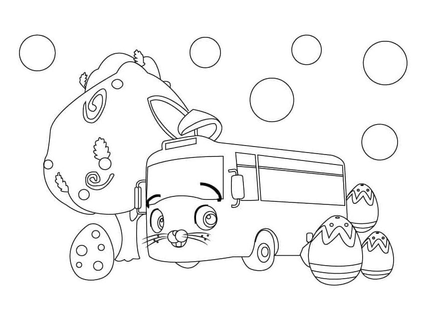 Printable Little Baby Bum Easter Bus Coloring Page