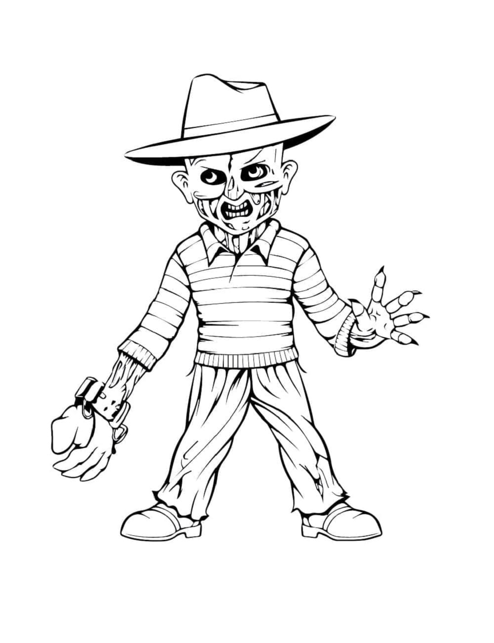 Printable Little Freddy Krueger Coloring Page