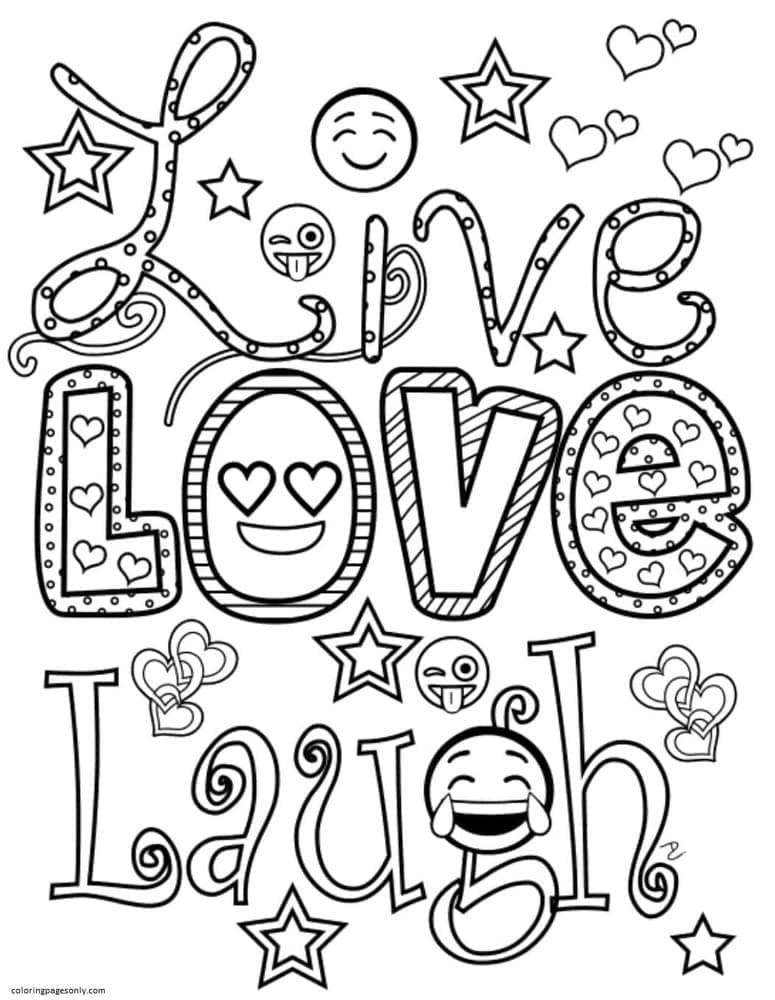 Printable Live Love Laught Emojis Coloring page