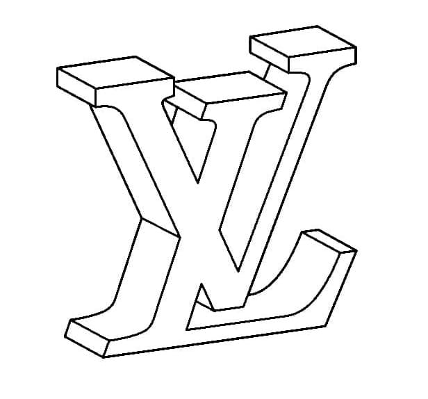 Printable Louis Vuitton 3D Logo Coloring Page
