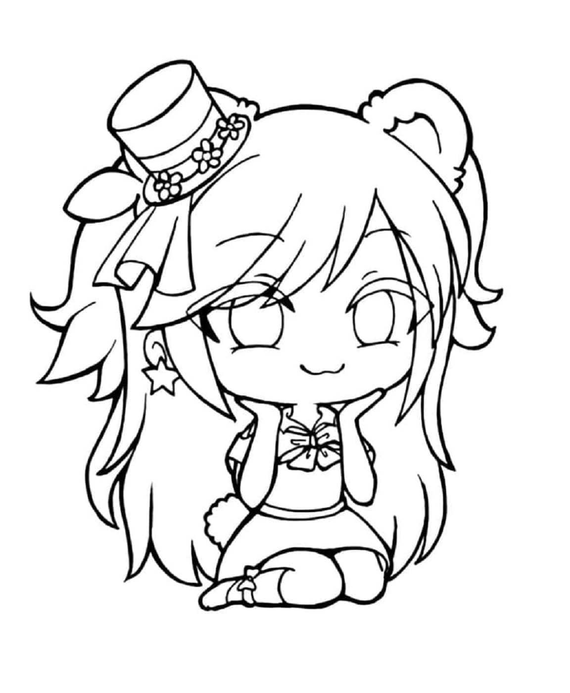 Printable Lovely Girl from Gacha Life Coloring Page