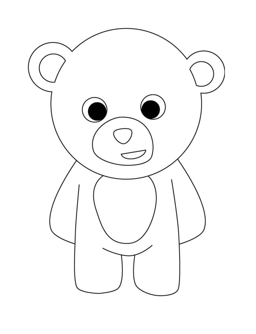 Printable Lovely Teddy Bear Standing Coloring Page