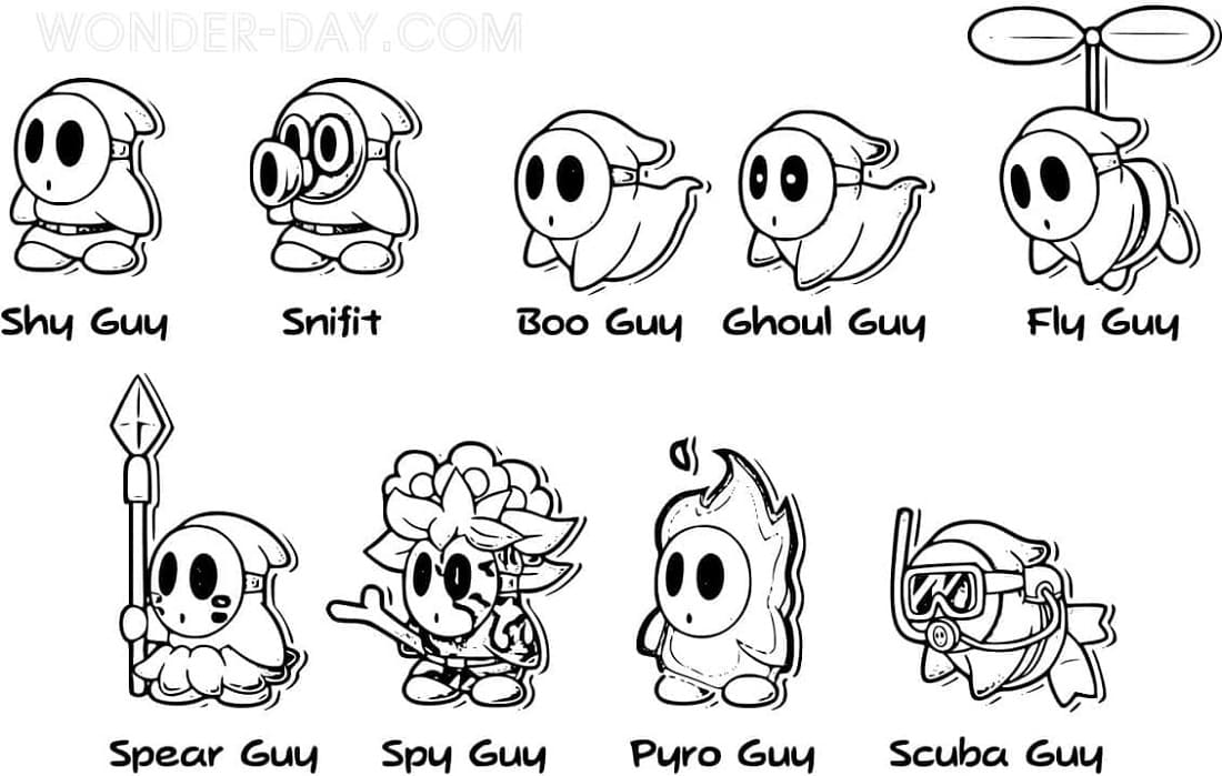 Printable Mario Shy Guy Coloring Page