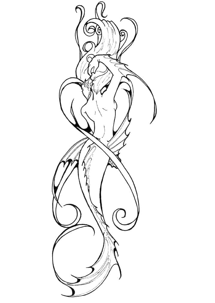 Printable Mermaid Tattoo Coloring Page
