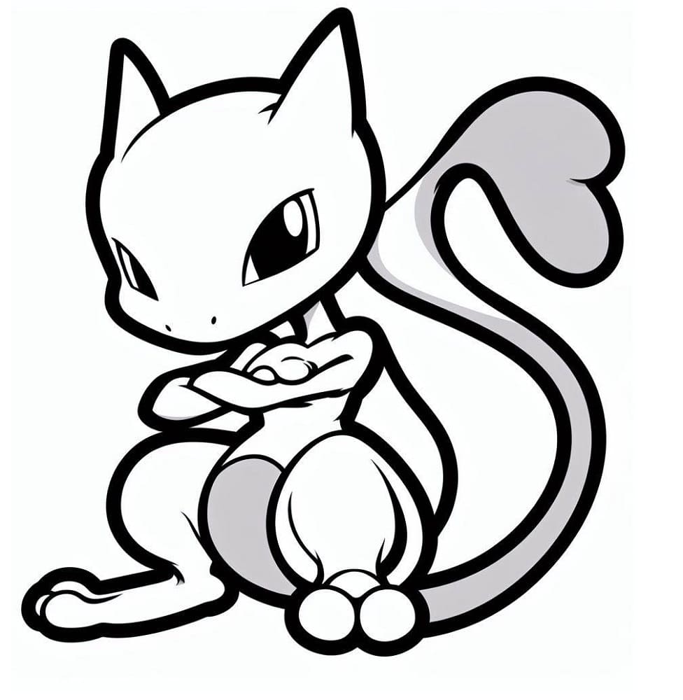 Printable Mewtwo Free Coloring Page