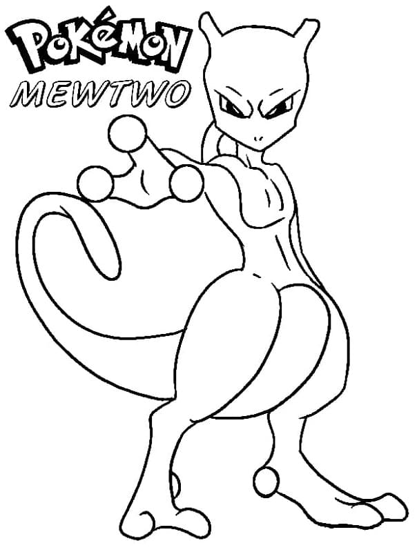 Printable Mewtwo Pokemon Coloring Page