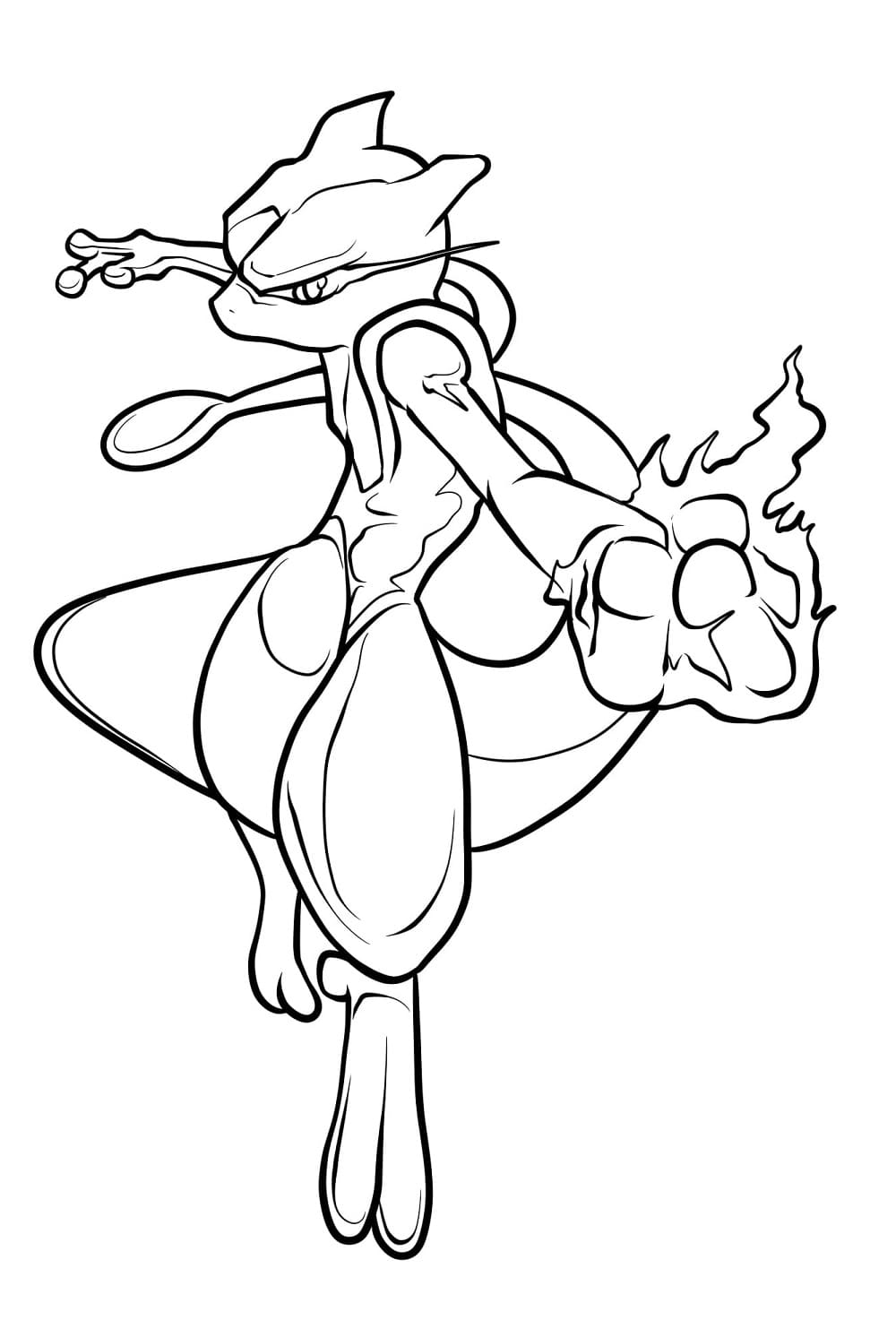 Printable Mewtwo Punch Coloring Page