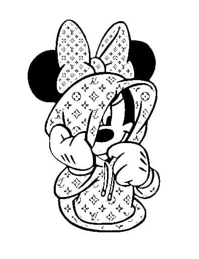 Printable Minnie Mouse and Louis Vuitton Coloring Page