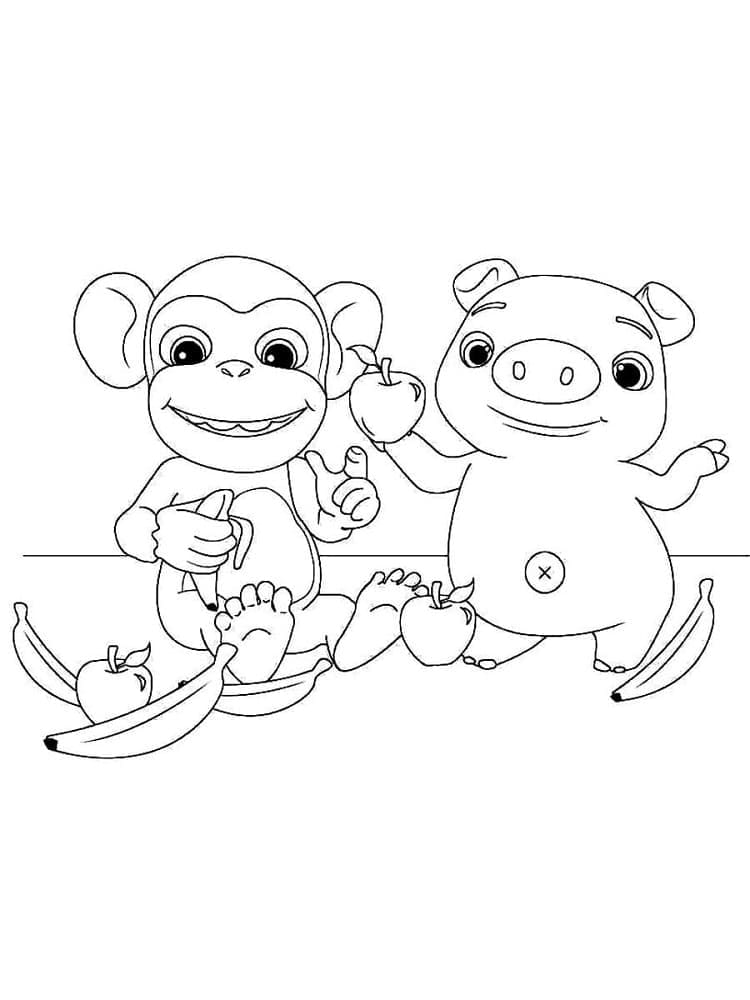 Printable Mochi and Pepe from Cocomelon Coloring Page