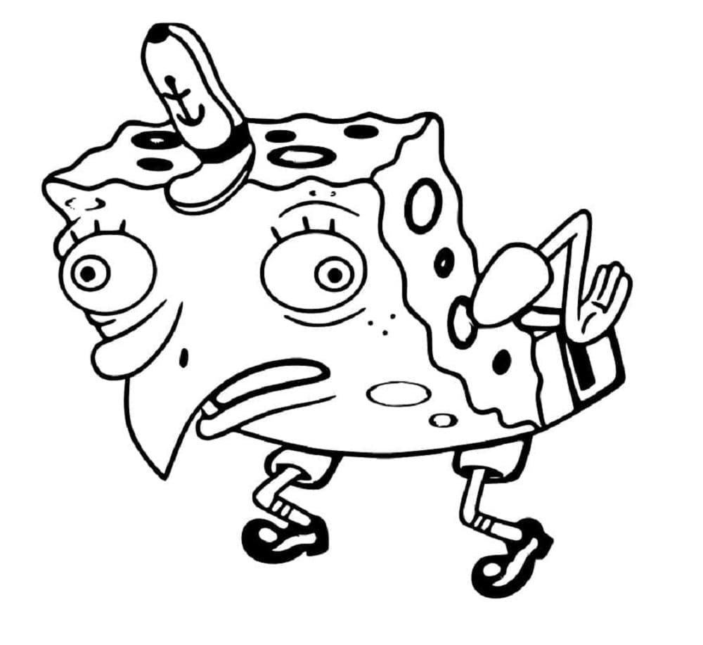 Printable Mocking SpongeBob Meme Coloring Page