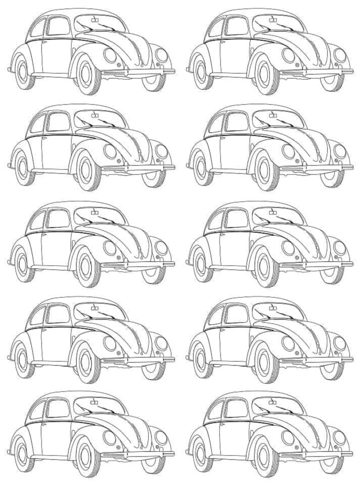 Printable Mosaic of Volkswagen Coloring Page
