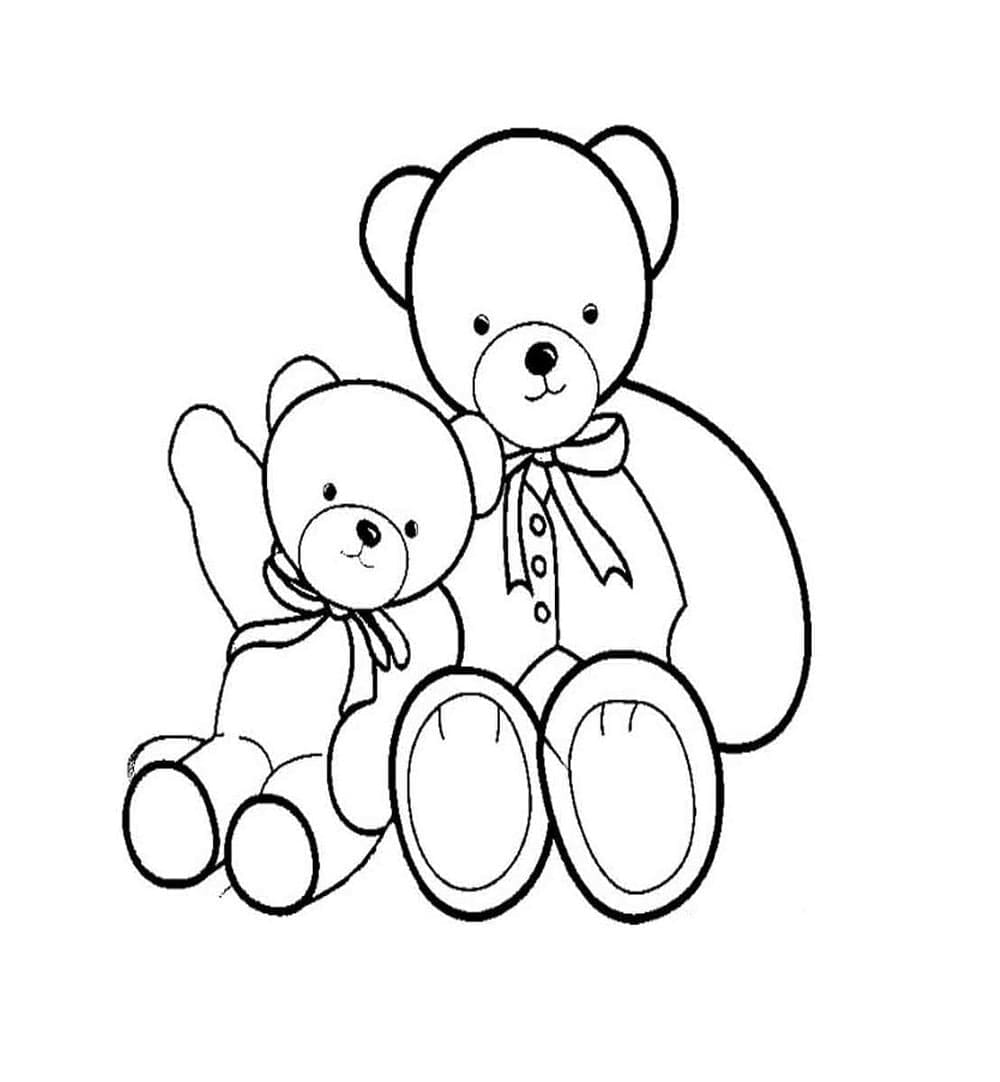 Printable Mother And Baby Teddy Bear Coloring Page