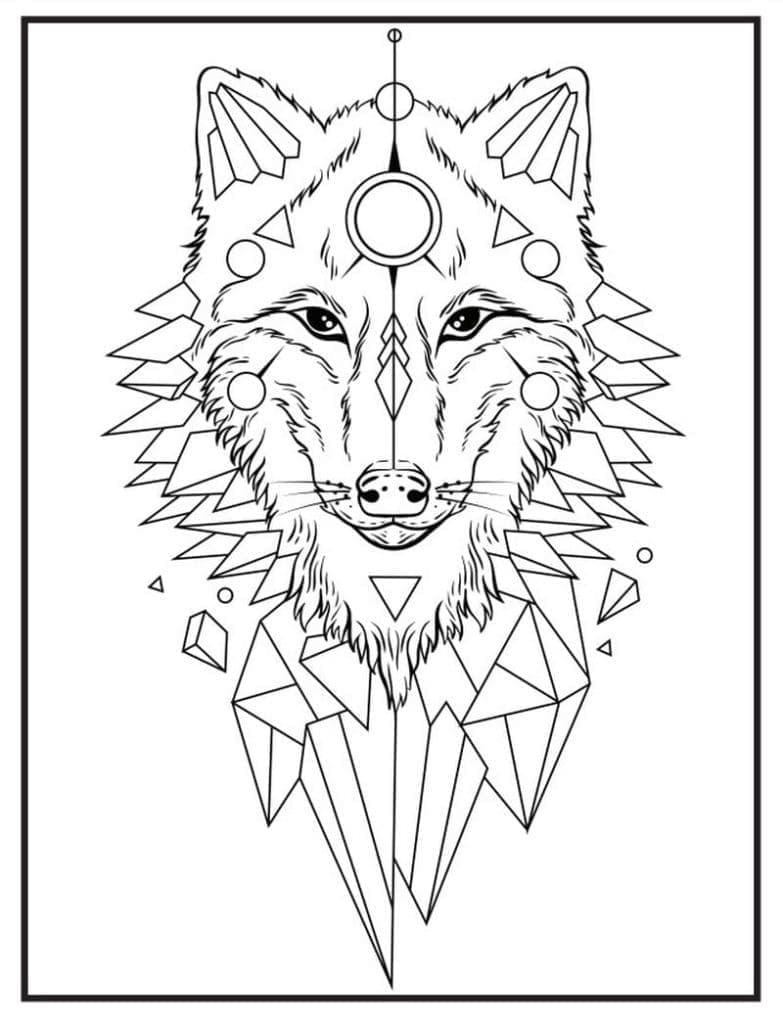 Printable Nice Wolf Tattoo Coloring Page