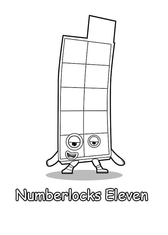 Printable Numberblocks Eleven Coloring Page
