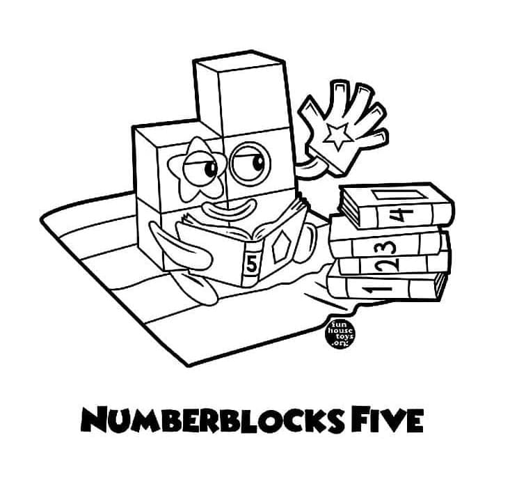 Printable Numberblocks Five Coloring Page