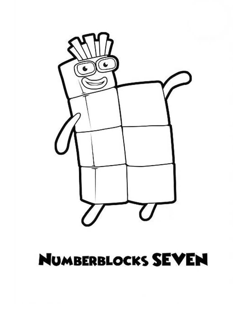 Printable Numberblocks Seven Coloring Page