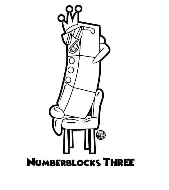 Printable Numberblocks Three Coloring Page