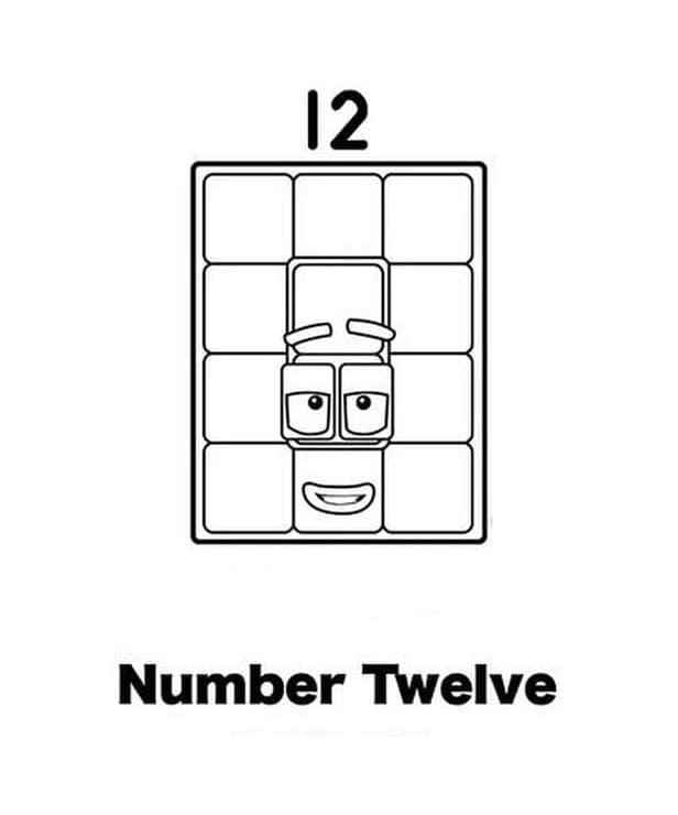 Printable Numberblocks Twelve Coloring Page