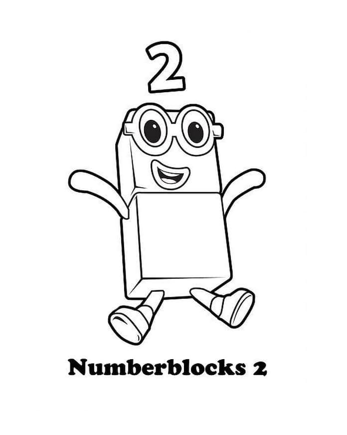 Printable Numberblocks Two Coloring Page