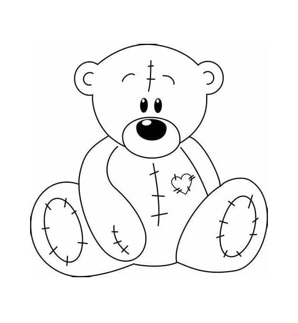 Printable Old Teddy Bear Sitting Coloring Page